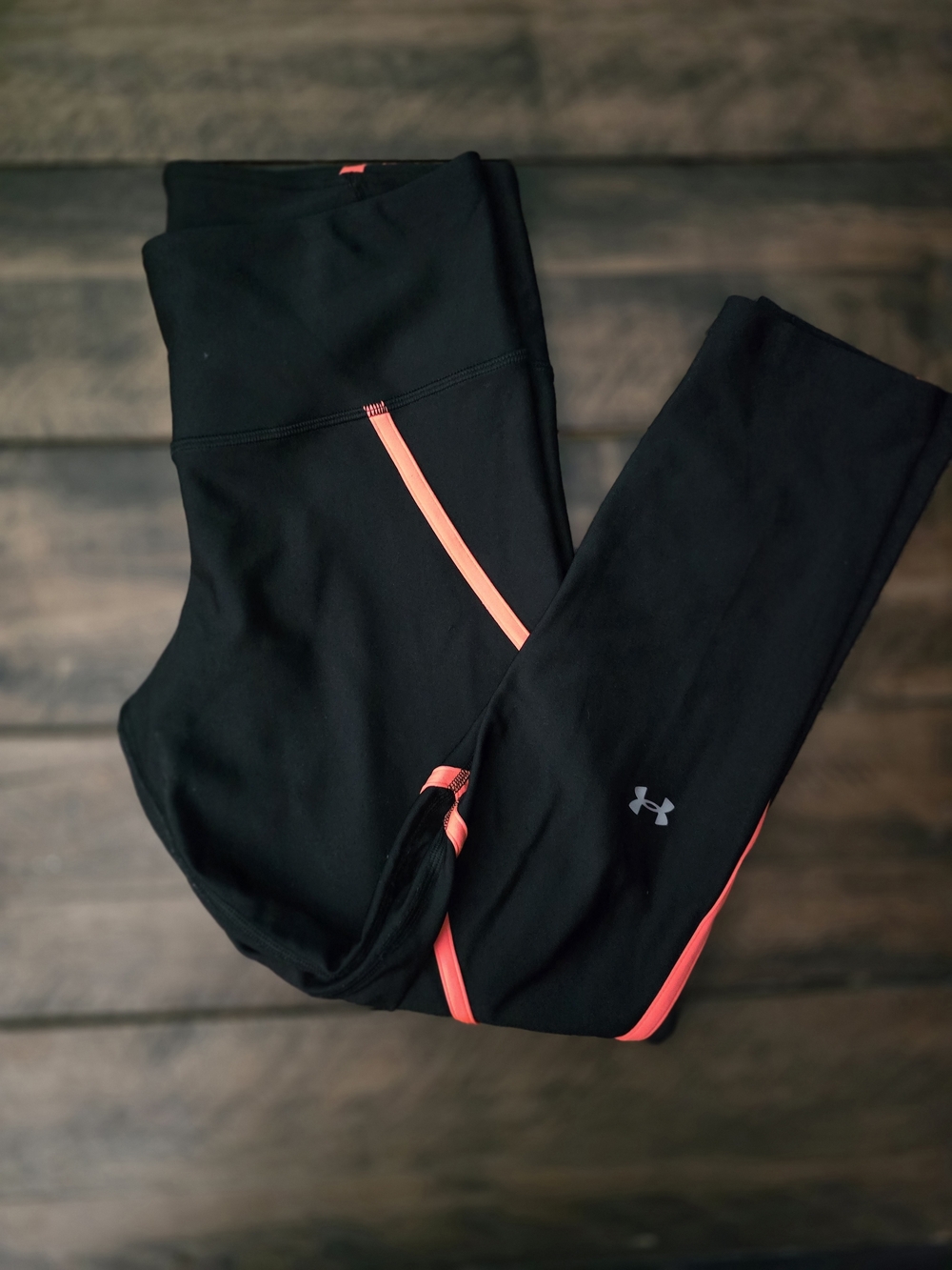 Under Armour Black Leggings with Orange Piping